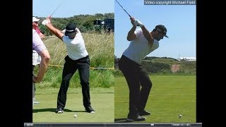 Jon Rahm golf swing  Long Iron faceon amp downtheline July 2017 [upl. by Akital]