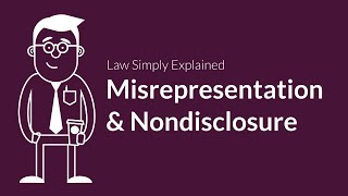 Misrepresentation and Nondisclosure  Contracts  Defenses amp Excuses [upl. by Lorant]