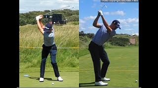 Justin Thomas golf swing  Long Iron faceon amp downtheline July 2017 [upl. by Oyam]