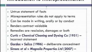 Misrepresentation Lecture 1 of 4 [upl. by Anik]